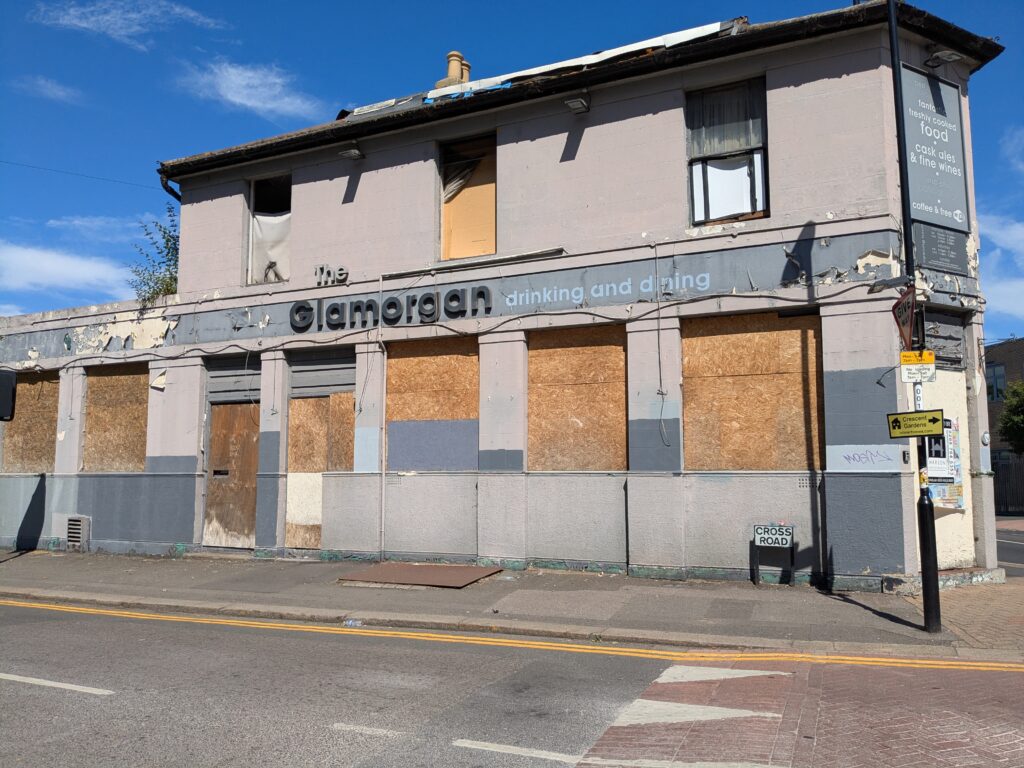 Run down pub called The Glamorgan